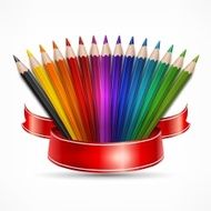 Pencil fan with ribbon on white N2