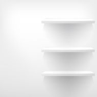 Empty white wooden shelf at the wall N2