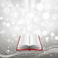 Open book on a gray background