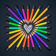 Colored pencils heart shape