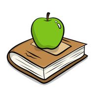 green apple and a book