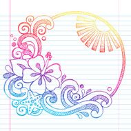 Hibiscus Flower Sunset Sketchy Doodles Vector Illustration N2