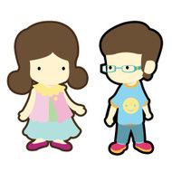 Cute boy and girl in casual style cloth fashion N2