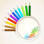 Color pencils with circle paper