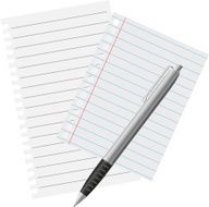 fountain pen and a pieces of paper vector illustration