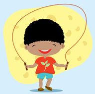 Happy kid playing jumping rope N2