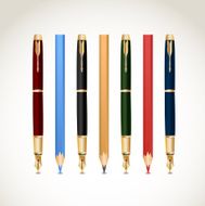 Set pens and pencils Vector