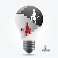 businessman up the Ladder paper light bulb cut style template