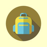 School backpack icon Flat long shadow design