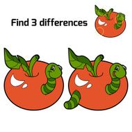 Find 3 differences (worm and apple) N2