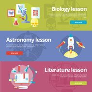 Set of flat design concepts for biology astronomy literature lessons