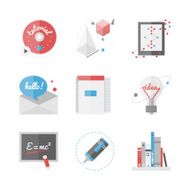 High school education flat icons set