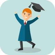 Set of happy students in graduation gown and mortarboard N2