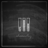 illustration with laboratory equipment icon on blackboard background science concept