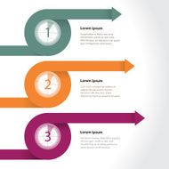 Curling arrows infographic with countdowns