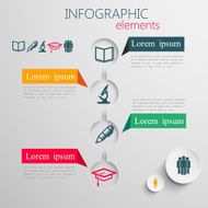 vector set of abstract 3d paper infographic elements with education