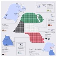 Dot And Flag Map Of State of Kuwait Infographic