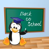 Cartoon Penguin wrote in classroom N2