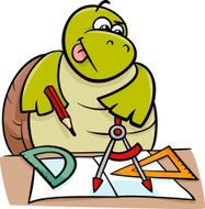 turtle with calipers cartoon illustration N2