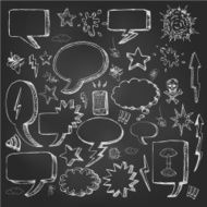 Speech bubbles doodles in black chalkboard N2