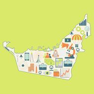 Map of Arab Emirates with technology icons