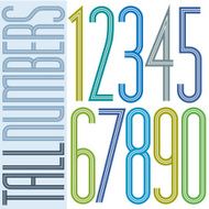 Poster tall colorful striped numbers on white background N5