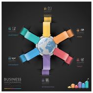 Global Business And Financial Infographic With Arrow Round Circle Diagram N2