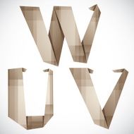 Origami style vector letters U V W