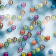 Molecule illustration blue background N7