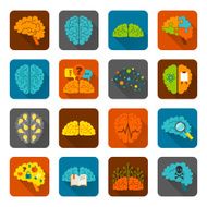 Brain icons flat set