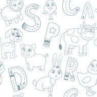 Seamless pattern with farm animals N2
