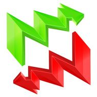 red and green zigzag arrow design