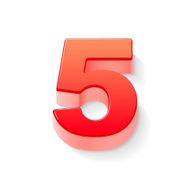 3d shiny red number 5 N4