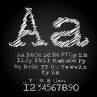 Scribble chalk white alphabet drawn on a black chalkboard vector N2