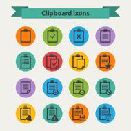 Vector black Clipboard icons set in flat style