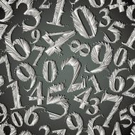 Monochrome graphic stylized numbers seamless pattern