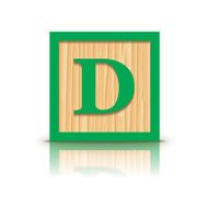 Vector letter D wooden alphabet block N2