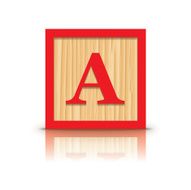 Vector letter A wooden alphabet block N2