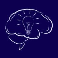 Symbol of the light bulb inside human brain