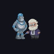 Professor character collect robot