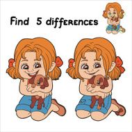 Find 5 differences (girl and dog) N2