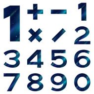 Numbers set blue space