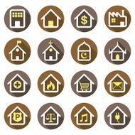 Flat icons set Building Destination Place for Map N2