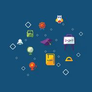 Flat concept set modern design with shadow education icons N48