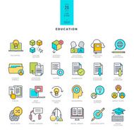 Line modern color icons on the theme of education