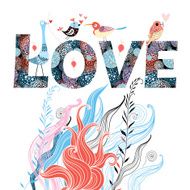 card with the word love