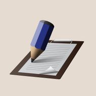 3D Pencil with Paper Vector