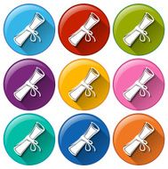 Rounded icons with certifications