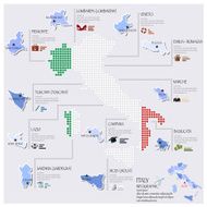 Dot And Flag Map Of Italy Infographic Design