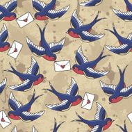 Old school pattern with birds and letters N8